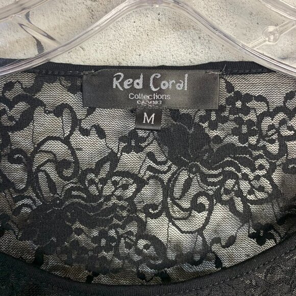 Red Coral Collections Black Sheer Lace Crop Top - Picture 4 of 6